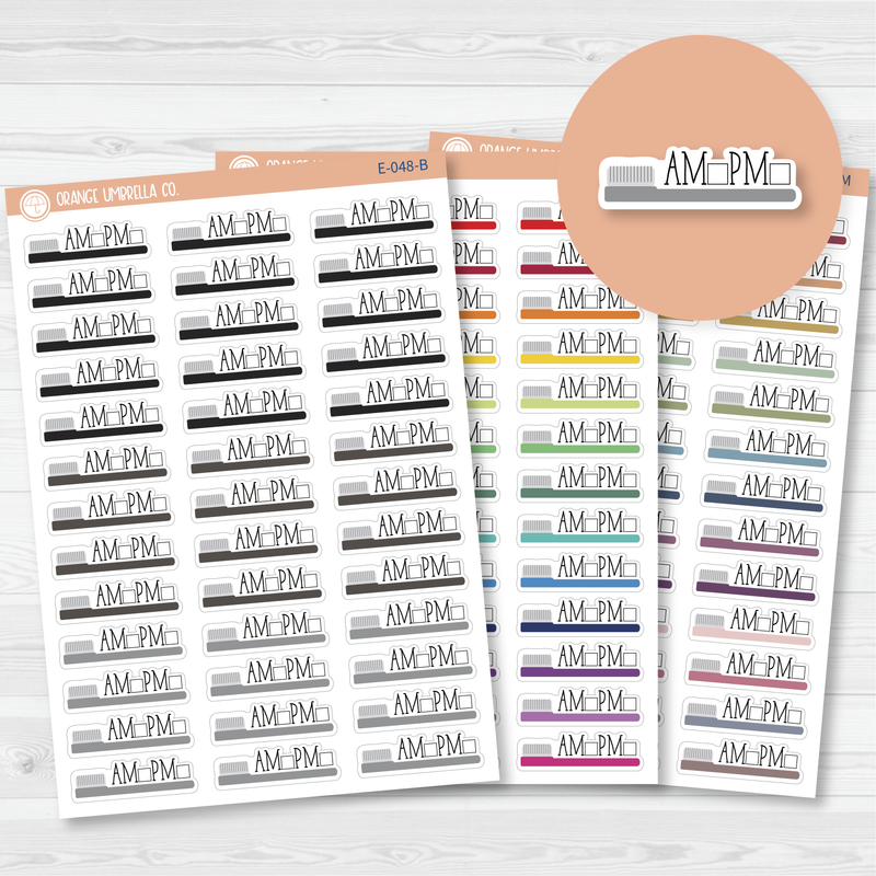 Tooth Brushing AM-PM Icon Script Planner Stickers and Labels| E-048