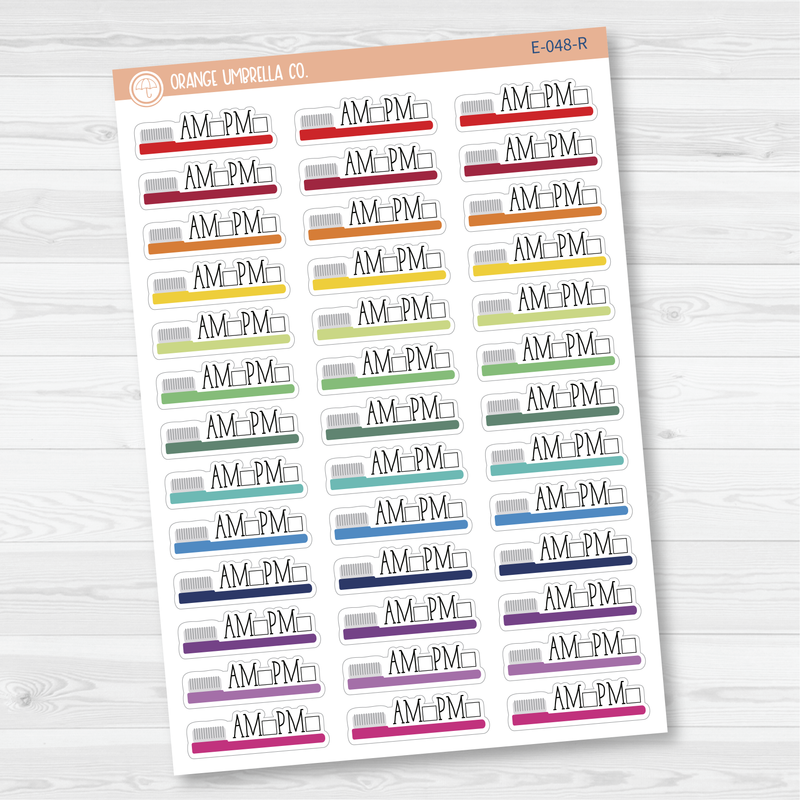 Tooth Brushing AM-PM Icon Script Planner Stickers and Labels| E-048