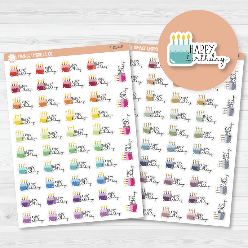 Happy Birthday Icon Script Planner Stickers | FC11 | E-054