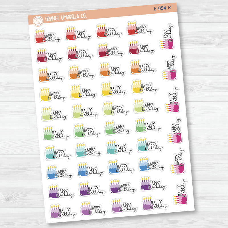 Happy Birthday Icon Script Planner Stickers | FC11 | E-054