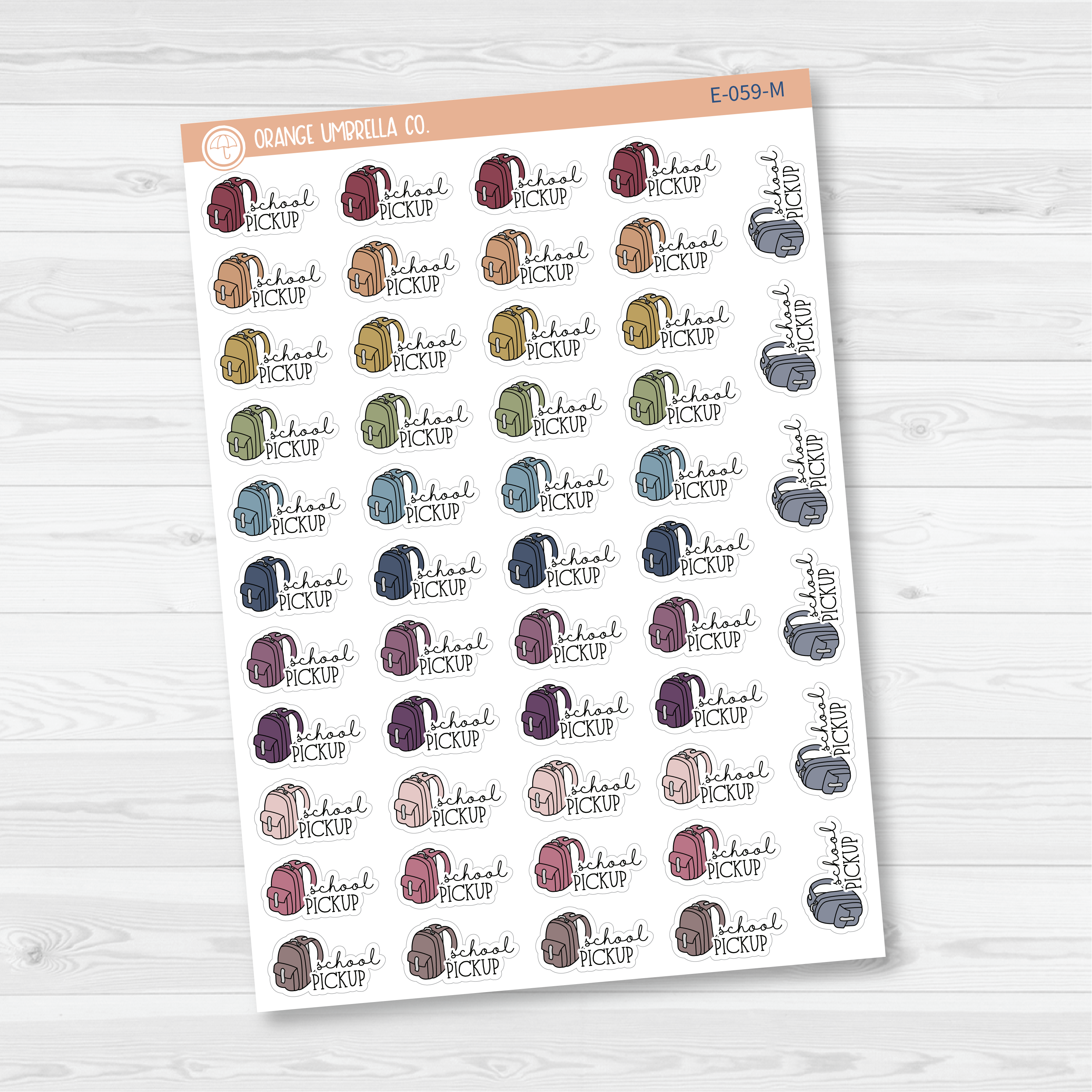 CLEARANCE | School Pickup Icon Script Planner Stickers | FC11 | E-059