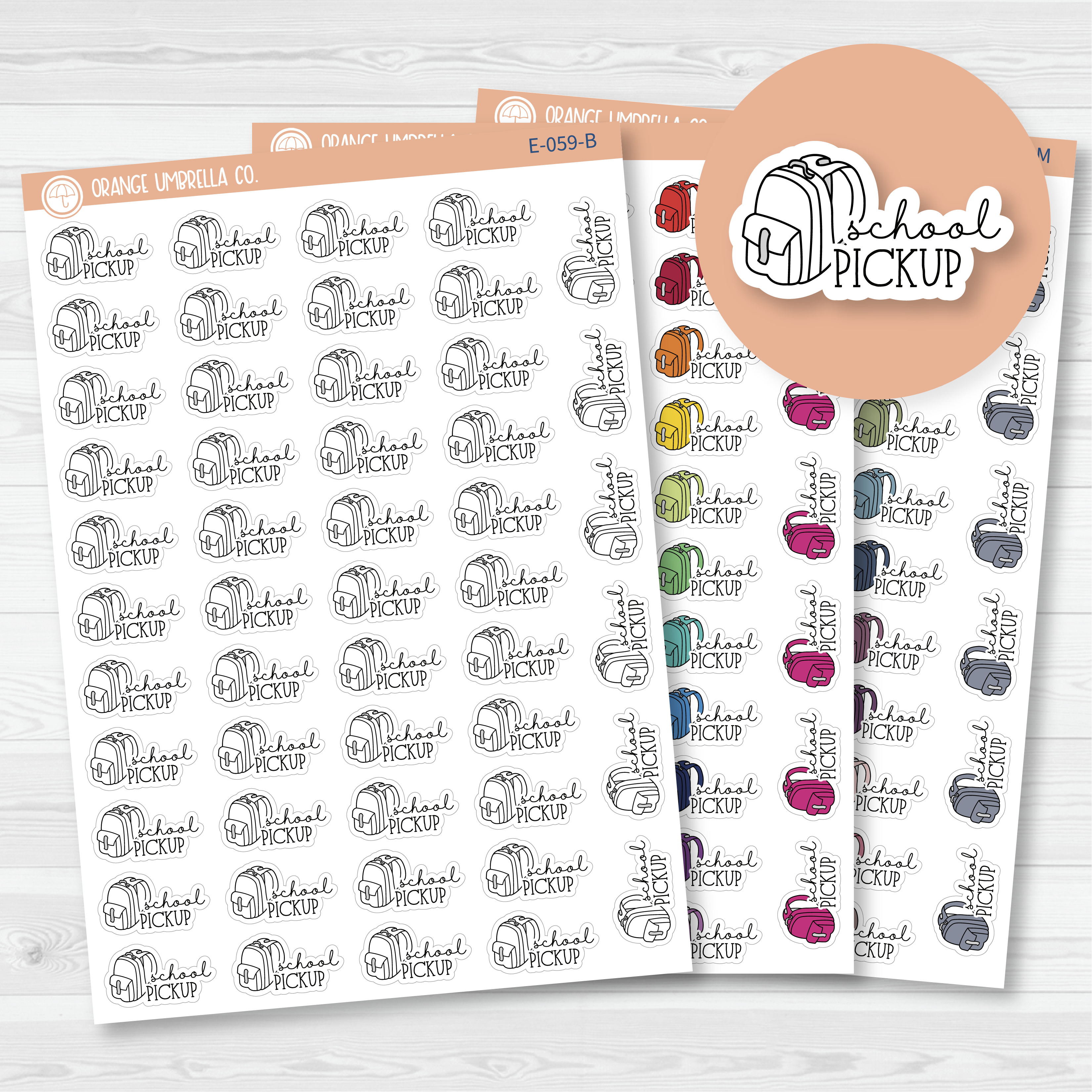 CLEARANCE | School Pickup Icon Script Planner Stickers | FC11 | E-059