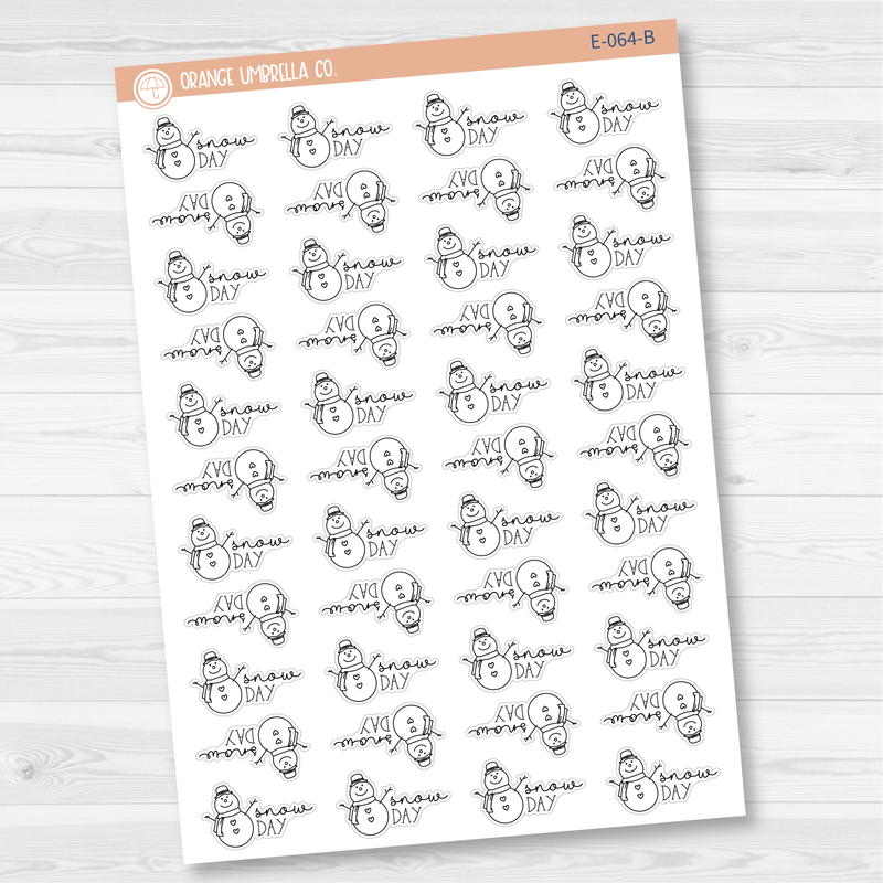 Snow Day Snowman Icon Script Planner Stickers | E-064