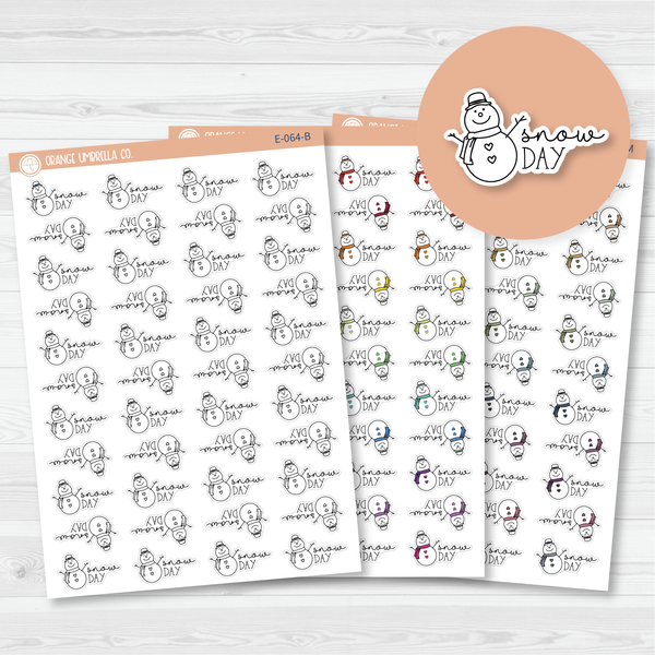 Snow Day Snowman Icon Script Planner Stickers | E-064