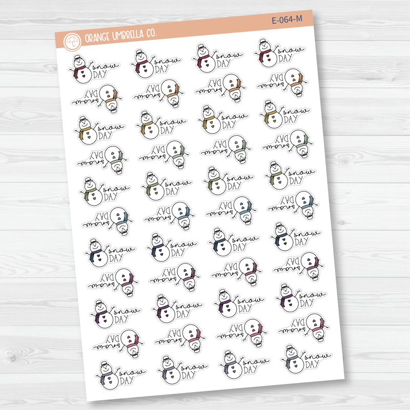 Snow Day Snowman Icon Script Planner Stickers | E-064