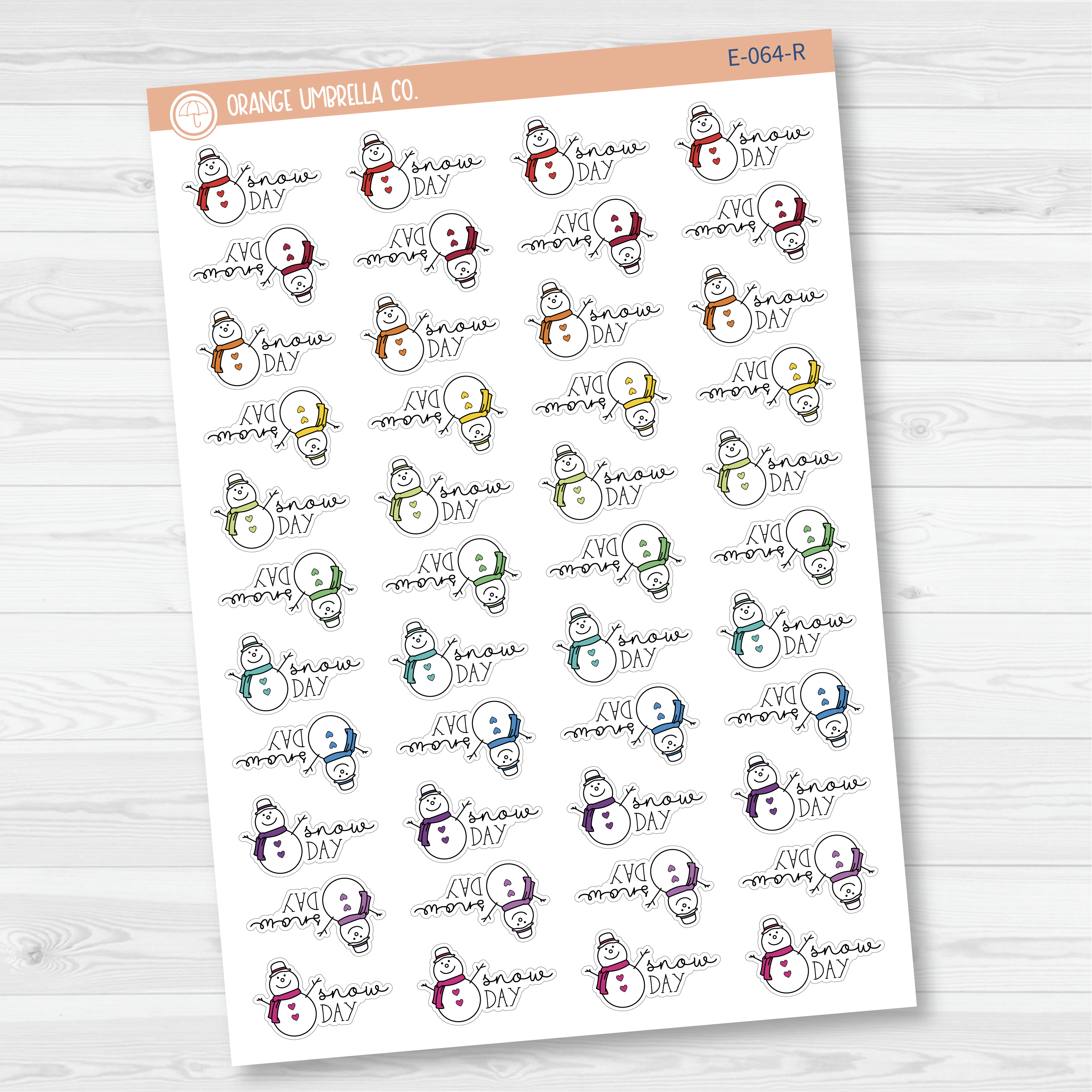 Snow Day Snowman Icon Script Planner Stickers | E-064