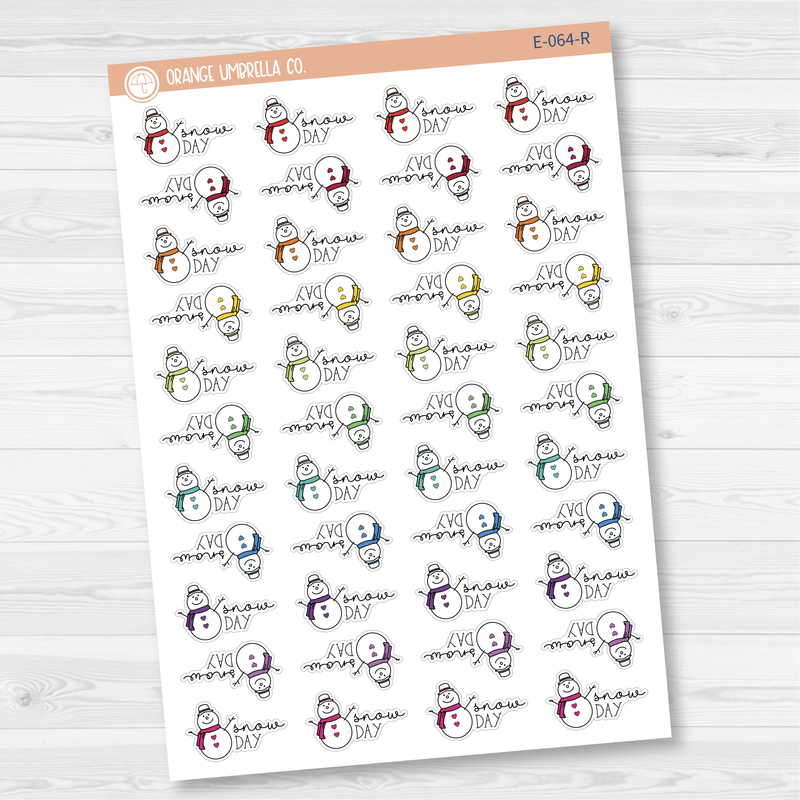 Snow Day Snowman Icon Script Planner Stickers | E-064