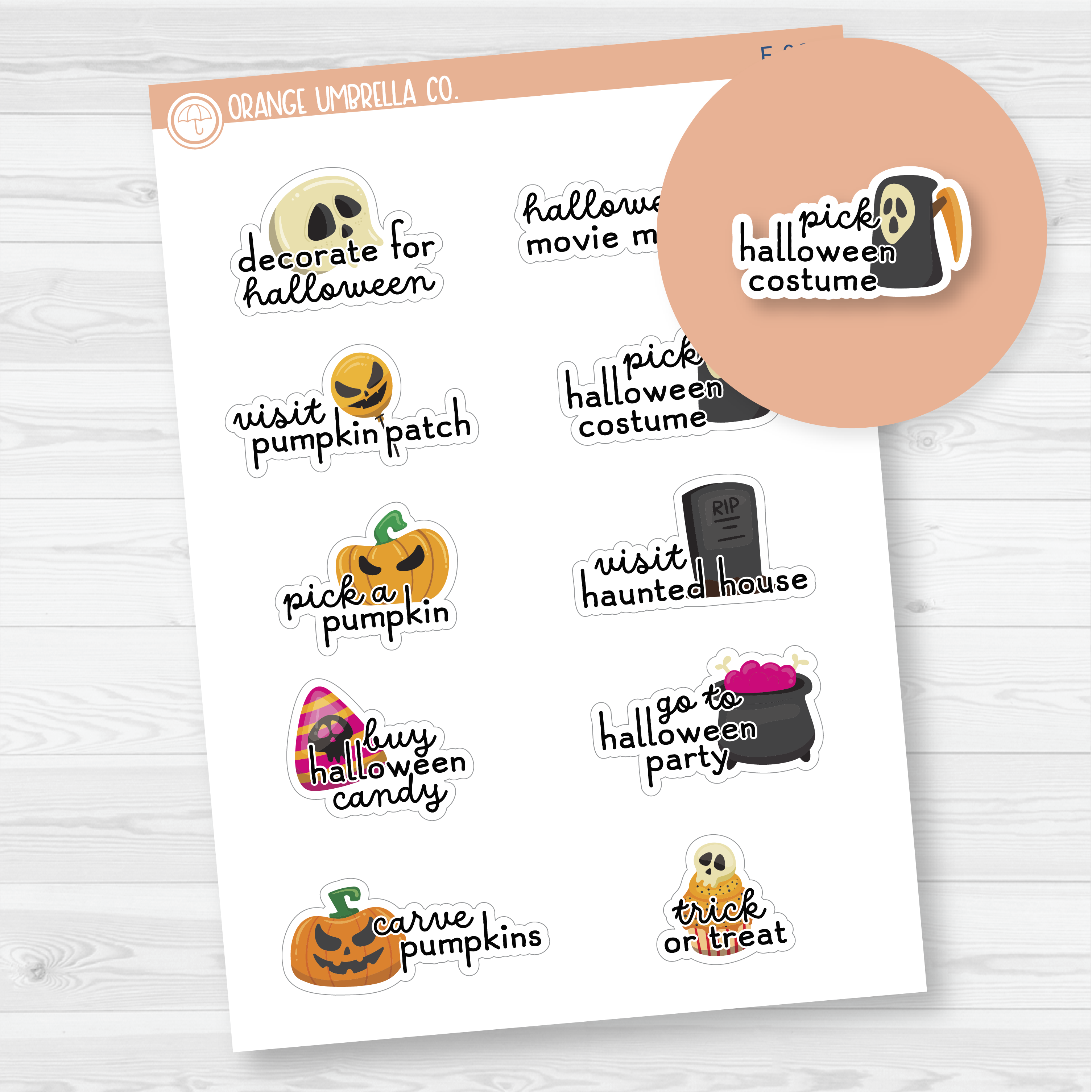 CLEARANCE | Halloween Bucket List Event Planner Stickers | F16 | E-066