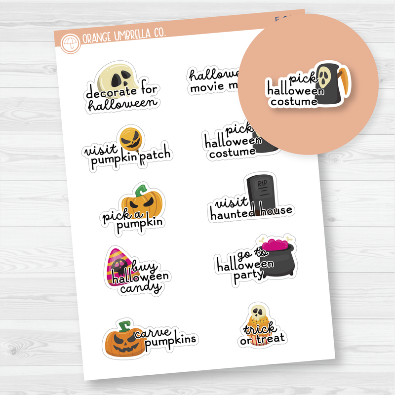 Halloween Bucket List Event Planner Stickers | F16 | E-066