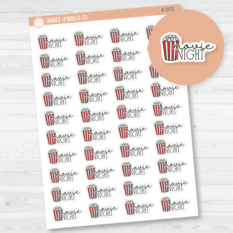 Movie Night Popcorn Icon Script Planner Stickers | FC11 | E-072