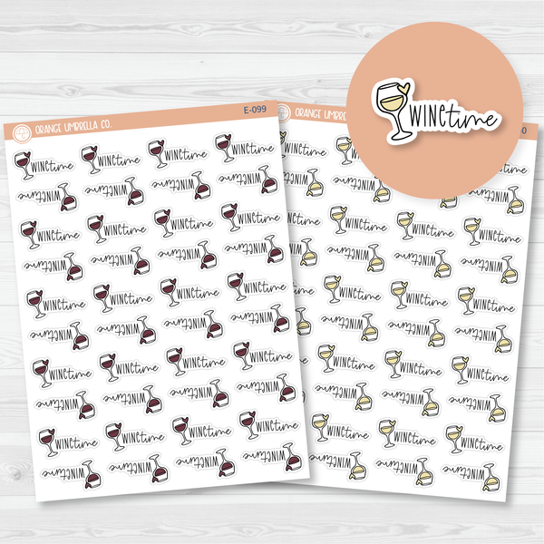 Wine Time Icon Script Planner Stickers | FC12 | E-099/E-100