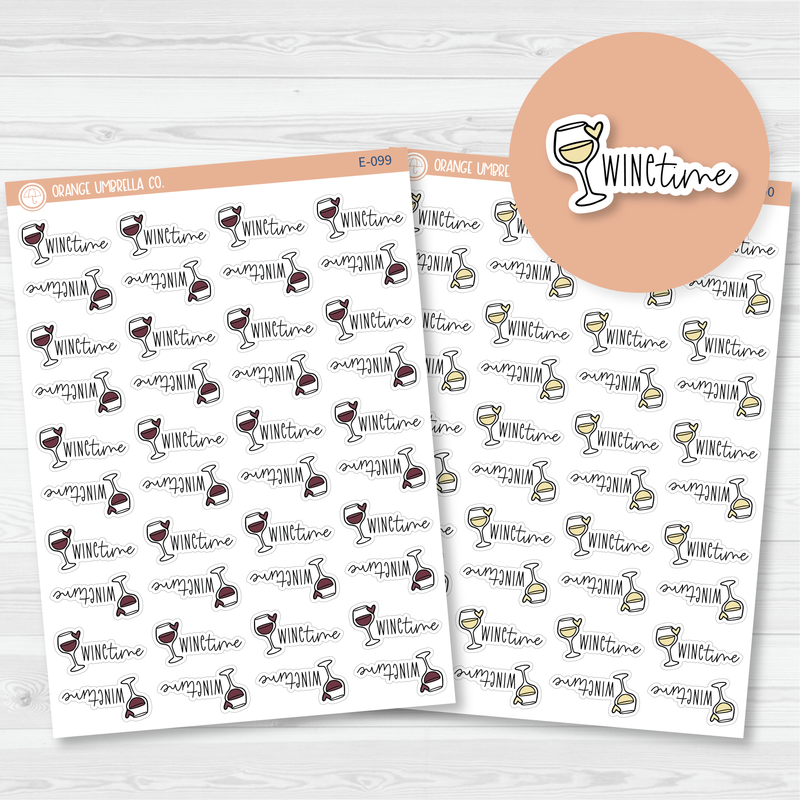 Wine Time Icon Script Planner Stickers | FC12 | E-099/E-100