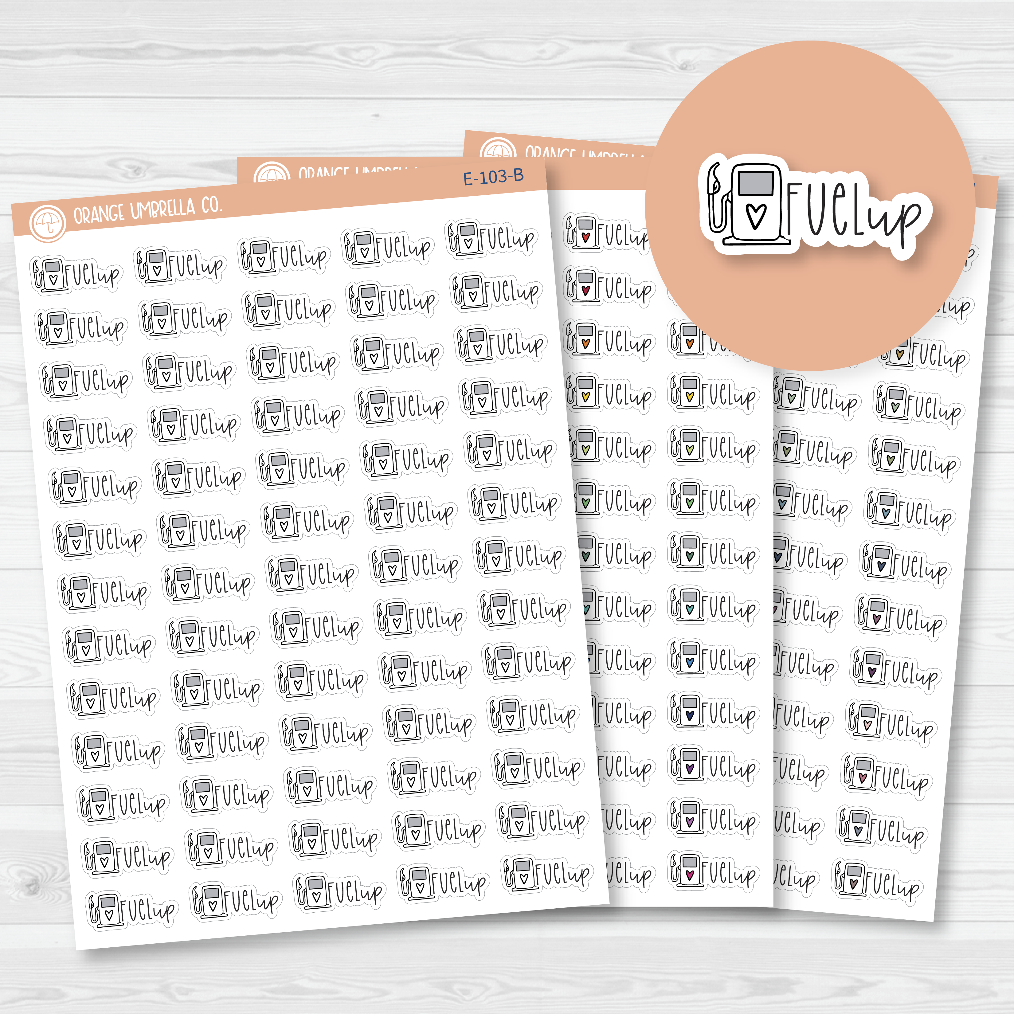 Fuel Up Icon Script Planner Stickers | FC12 | E-103