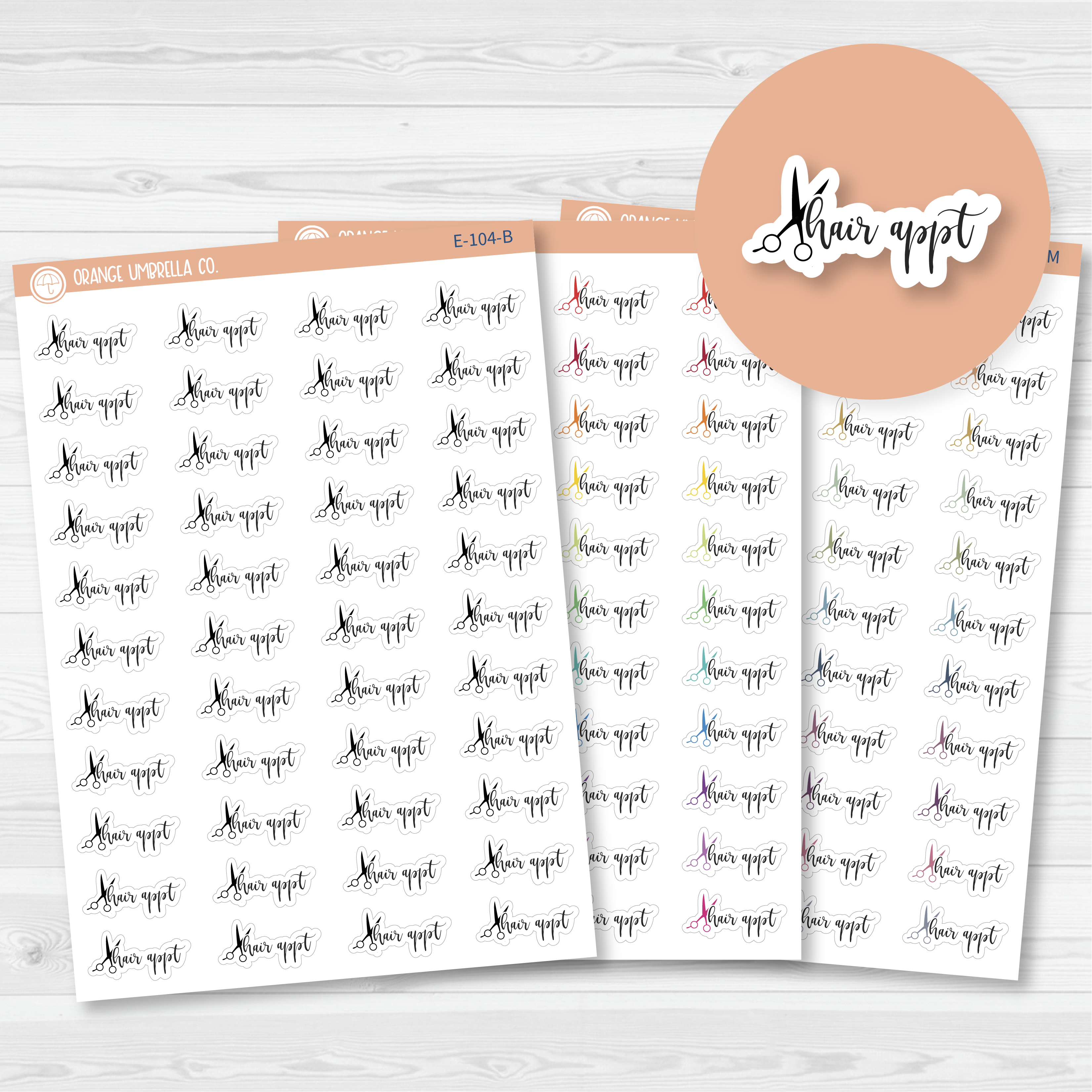 Hair Appt Script Planner Stickers | F2 | E-104