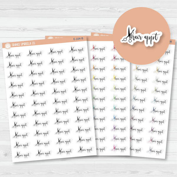 Hair Appt Script Planner Stickers | F2 | E-104