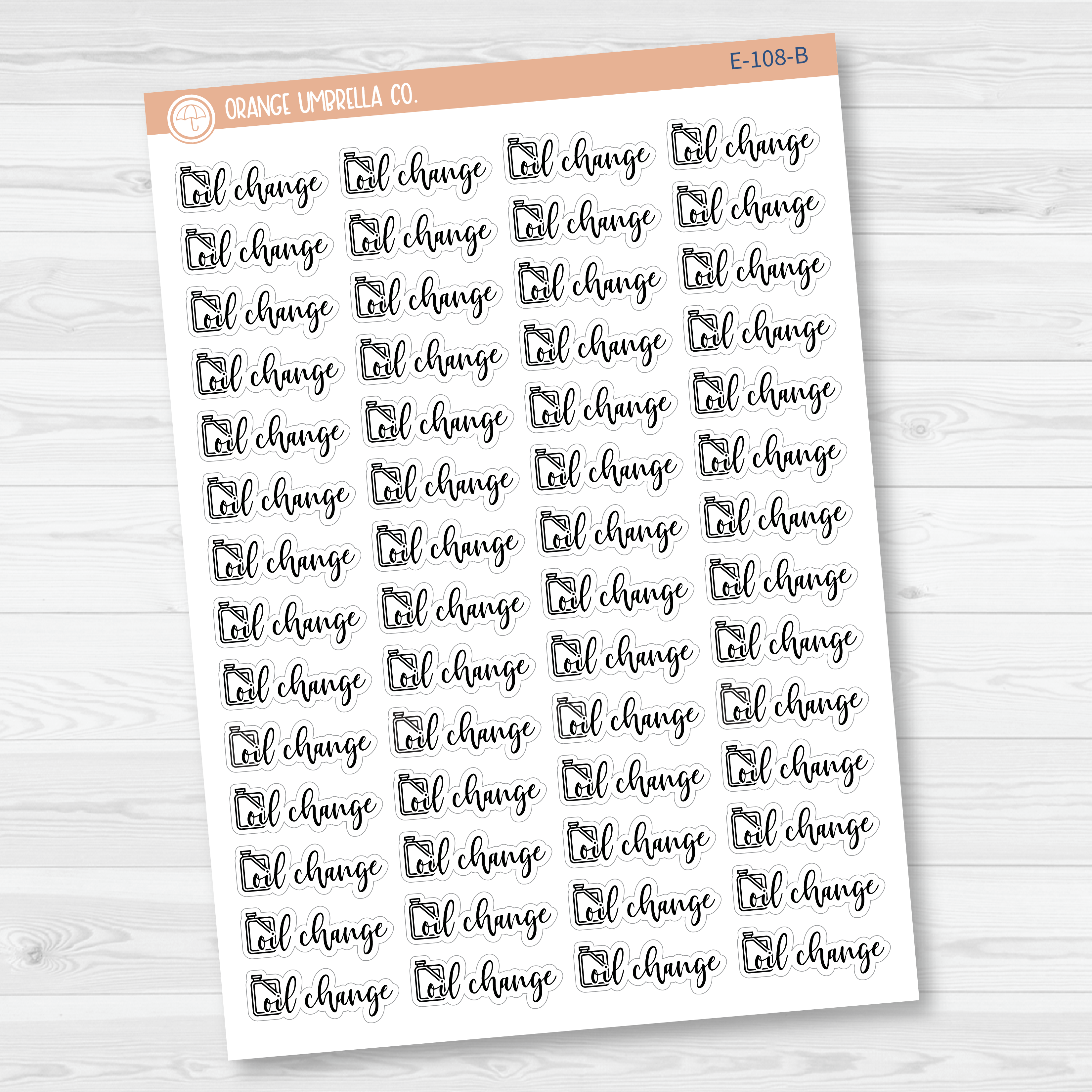 Oil Change Script Planner Stickers | F2 |  E-108