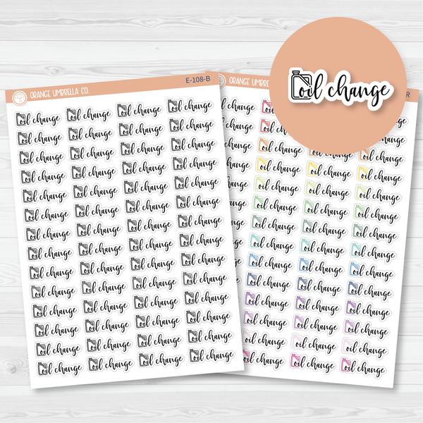 Oil Change Script Planner Stickers | F2 |  E-108