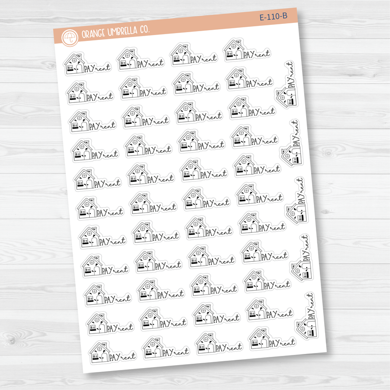 Pay Rent Icon Script Planner Stickers | FC11 | E-110