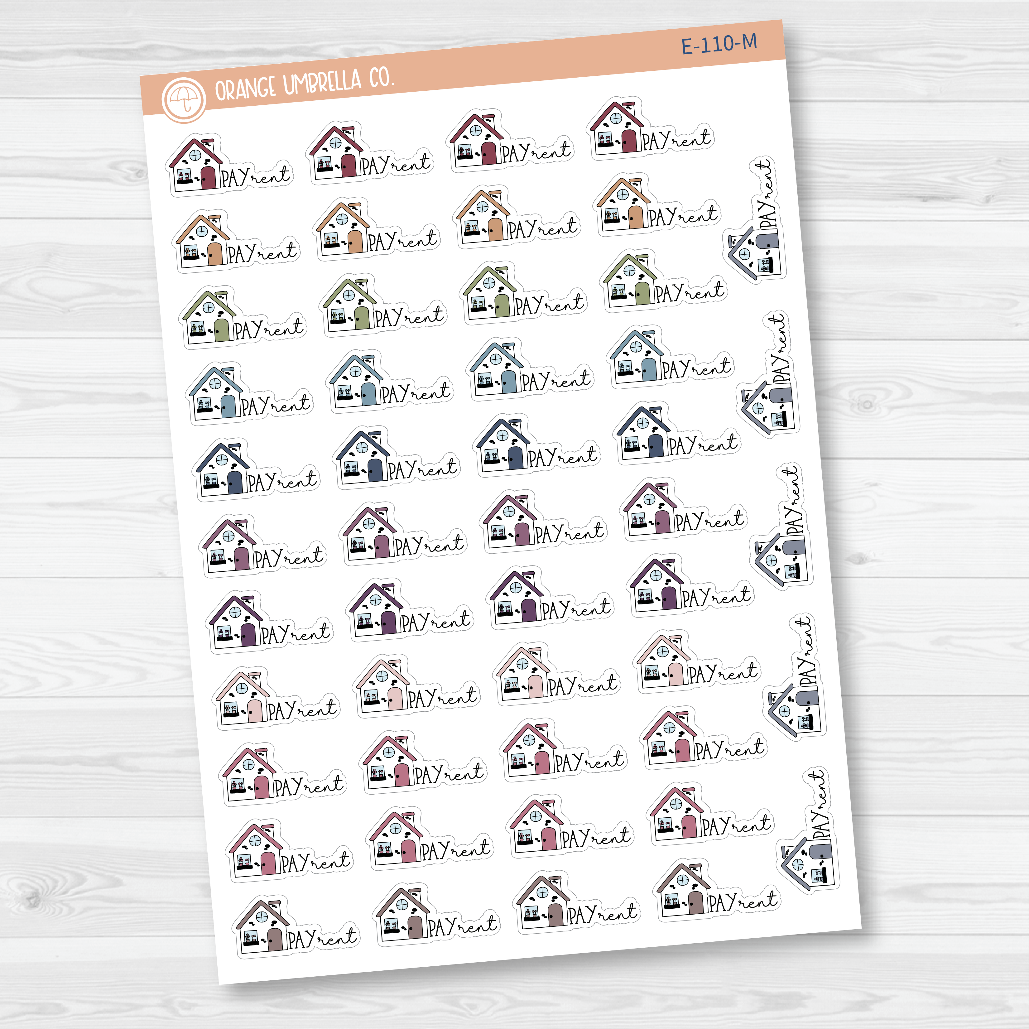 Pay Rent Icon Script Planner Stickers | FC11 | E-110