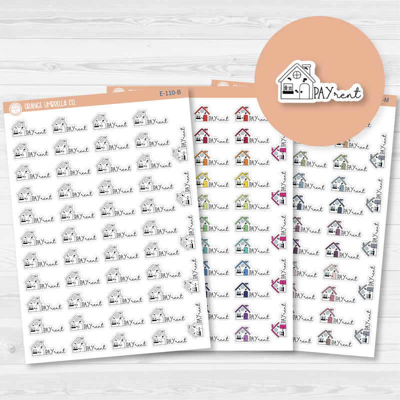 Pay Rent Icon Script Planner Stickers | FC11 | E-110