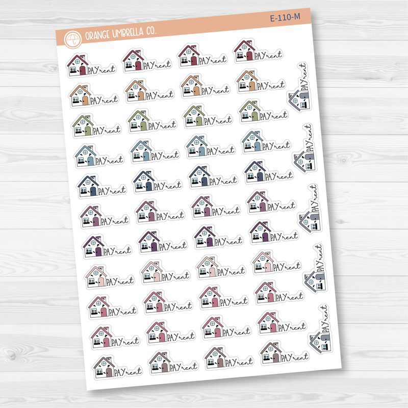 Pay Rent Icon Script Planner Stickers | FC11 | E-110