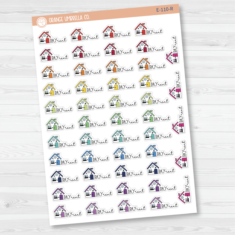 Pay Rent Icon Script Planner Stickers | FC11 | E-110