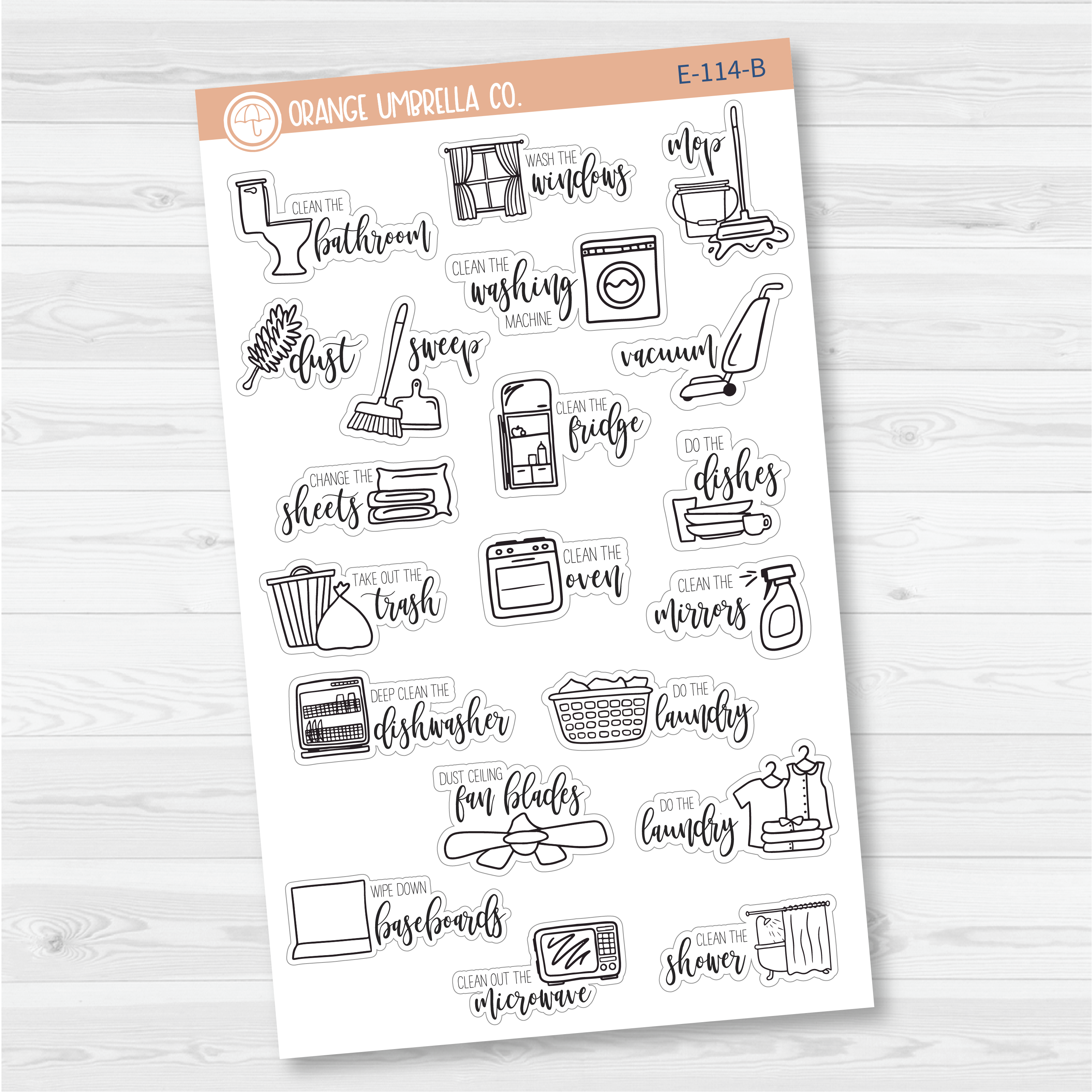 Cleaning Icon Script Planner Stickers | F7  | E-114