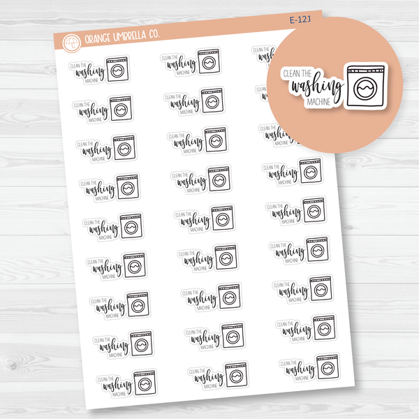 Clean the Washing Machine Icon Script Planner Stickers | F2 | E-121