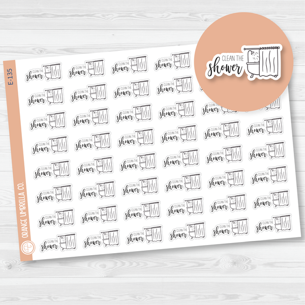 Clean The Shower Icon Script Planner Stickers | F2 |  E-135