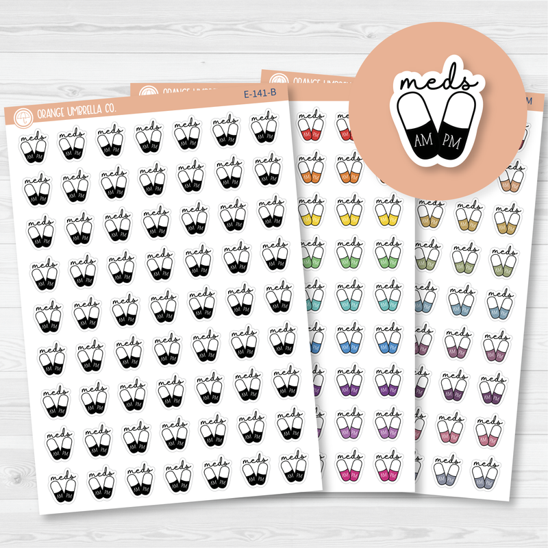 Medicine AM-PM Tracking Icon Script Planner Stickers | E-141