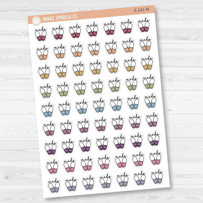 Medicine AM-PM Tracking Icon Script Planner Stickers | E-141