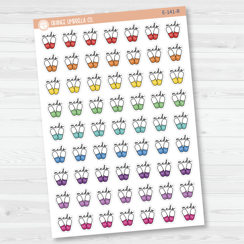 Medicine AM-PM Tracking Icon Script Planner Stickers | E-141