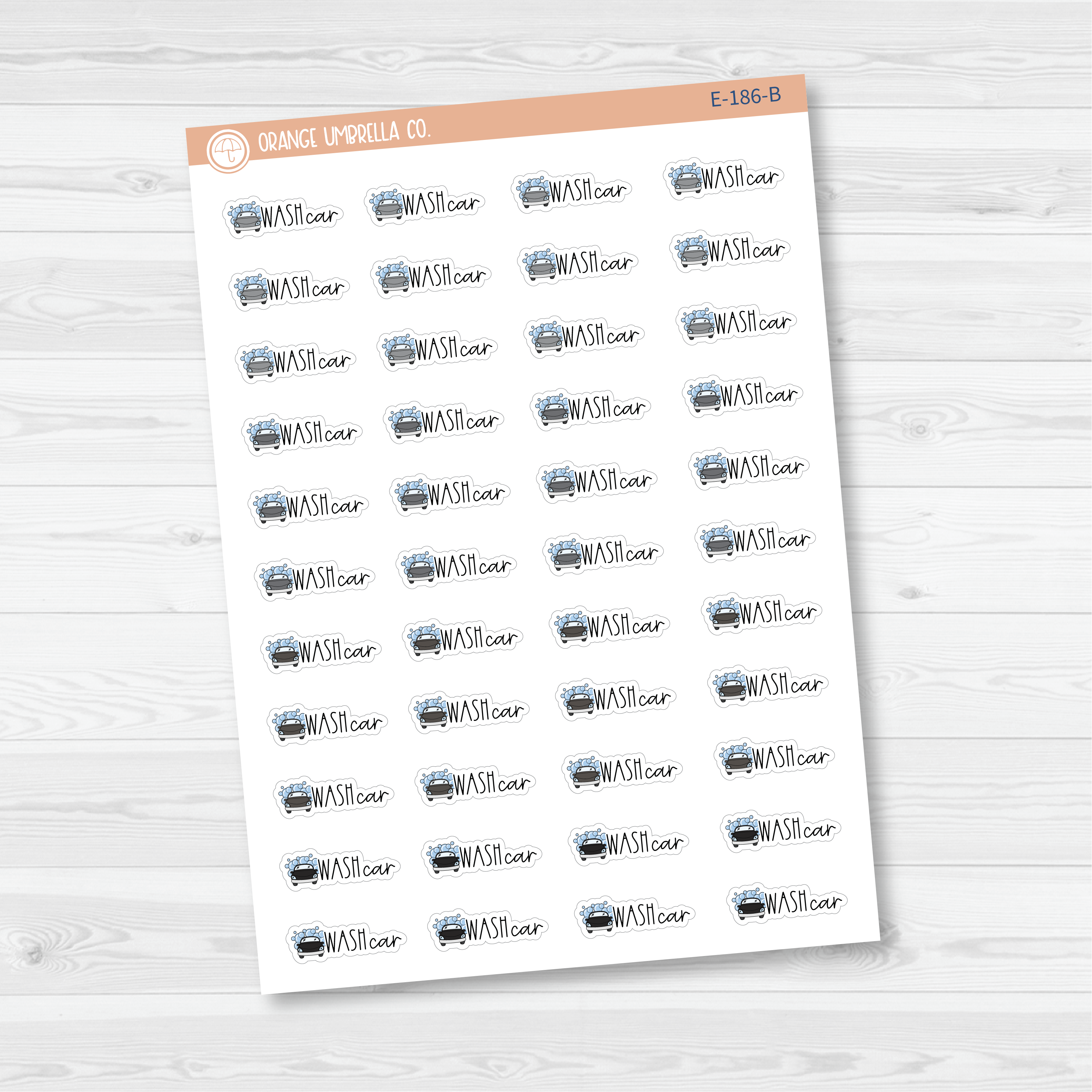 Wash Car Icon Script Planner Stickers | FC12 | E-186