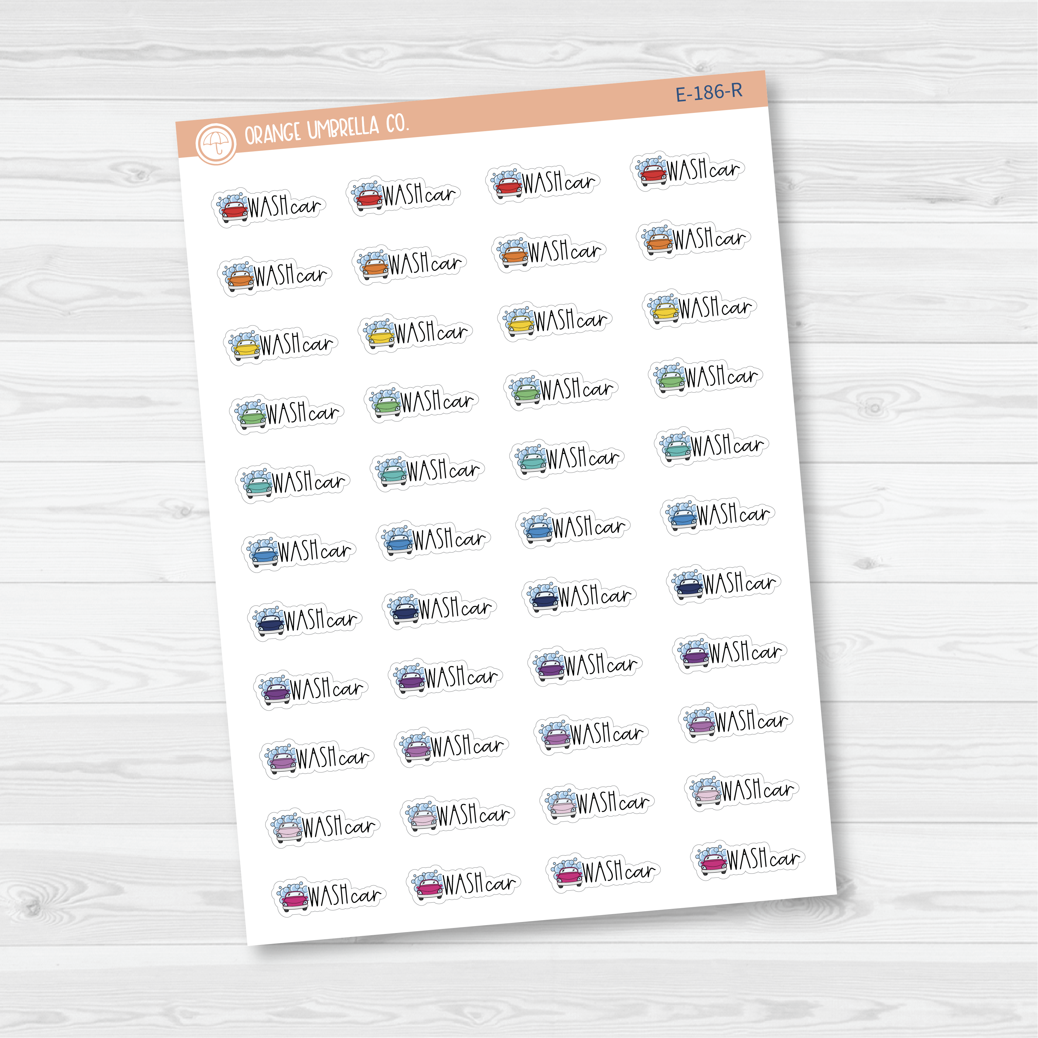 Wash Car Icon Script Planner Stickers | FC12 | E-186