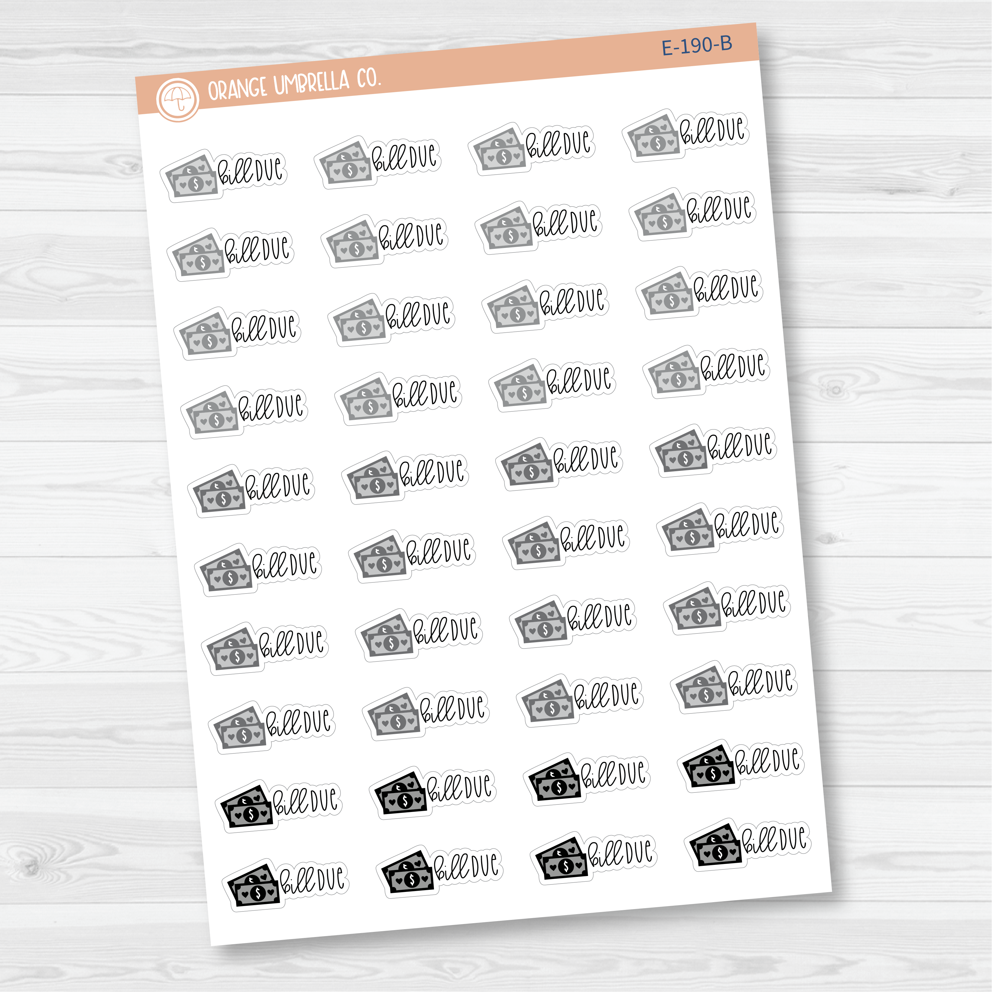 Bill Due Money Icon Script Planner Stickers | FC12 | E-190