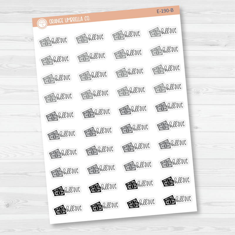 Bill Due Money Icon Script Planner Stickers | FC12 | E-190