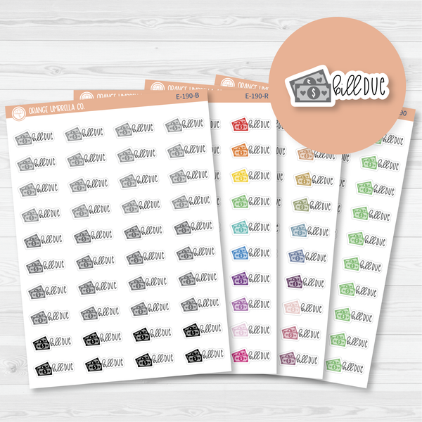 Bill Due Money Icon Script Planner Stickers | FC12 | E-190