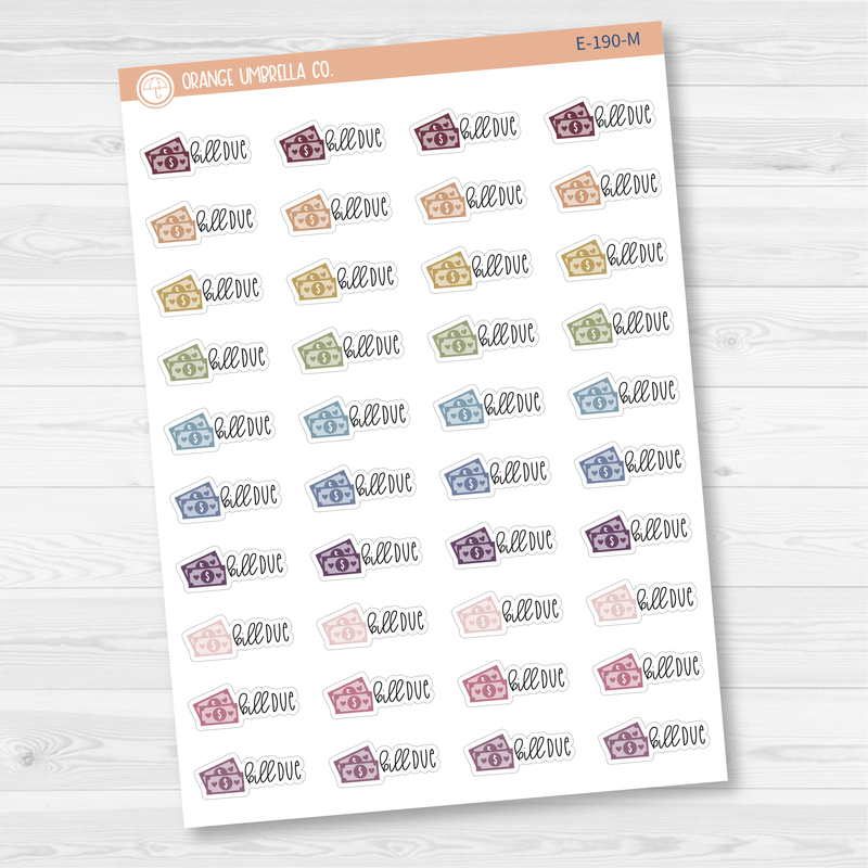 Bill Due Money Icon Script Planner Stickers | FC12 | E-190