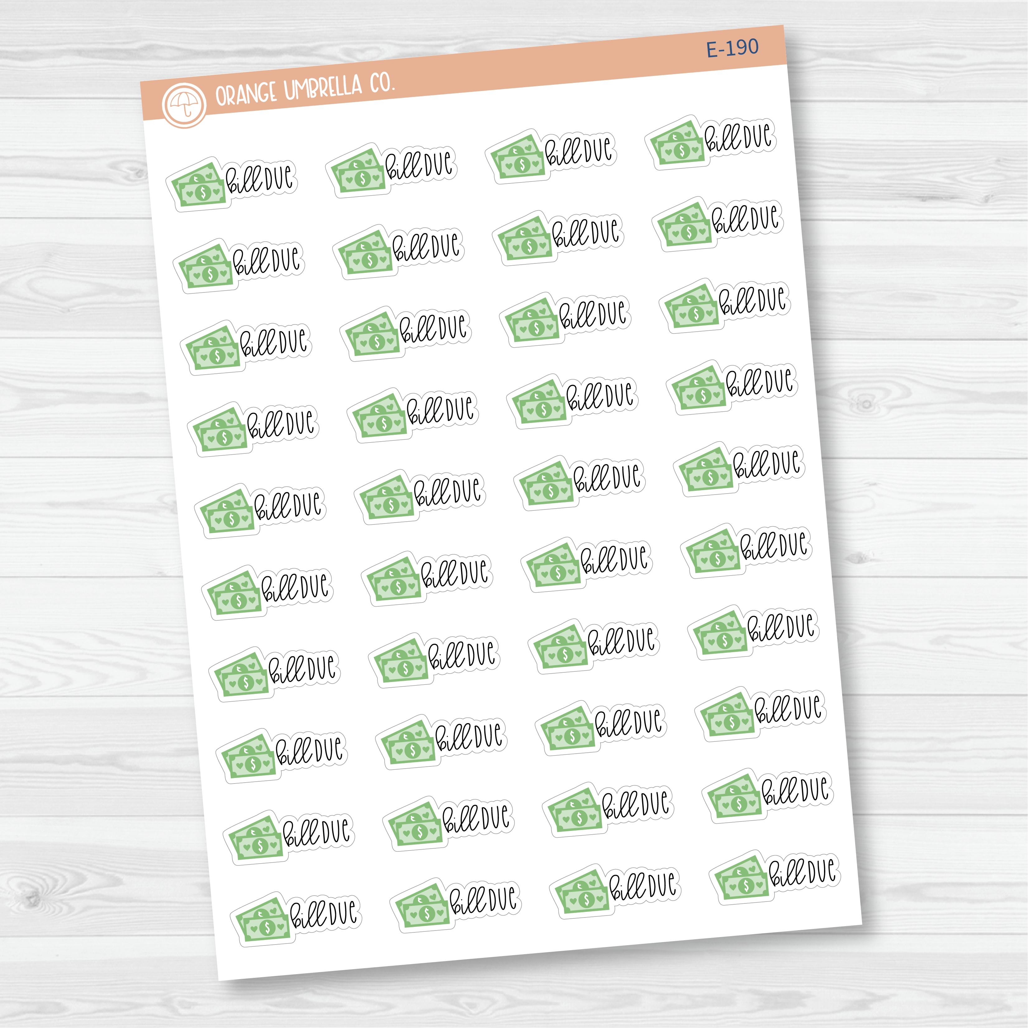 Bill Due Money Icon Script Planner Stickers | FC12 | E-190