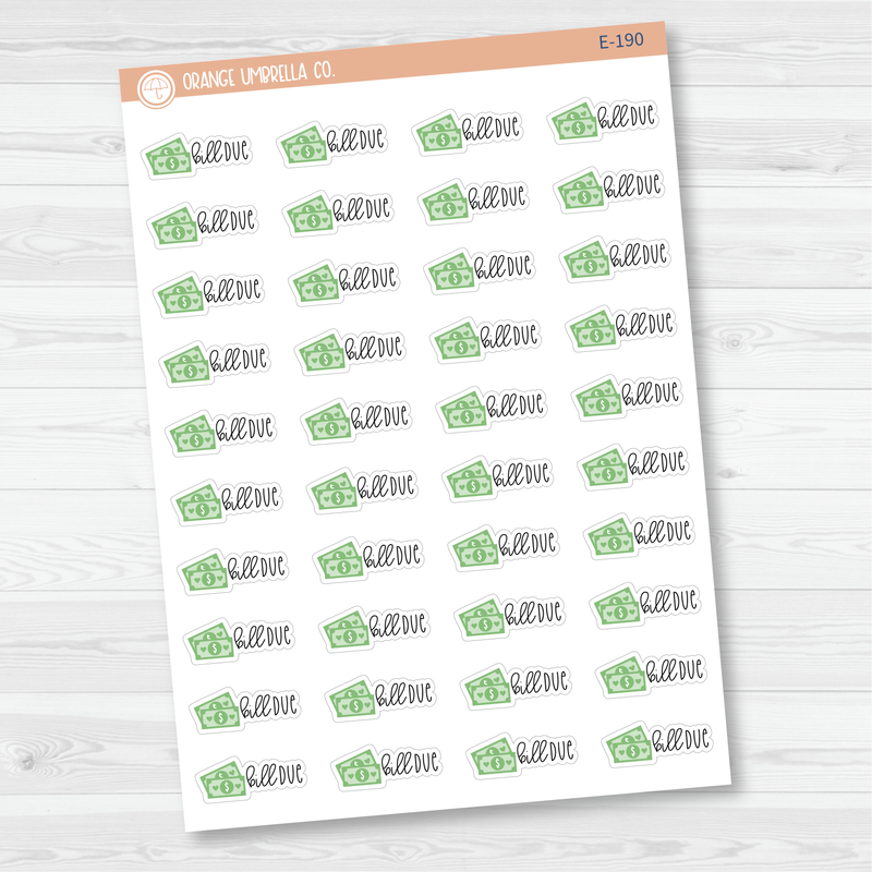 Bill Due Money Icon Script Planner Stickers | FC12 | E-190