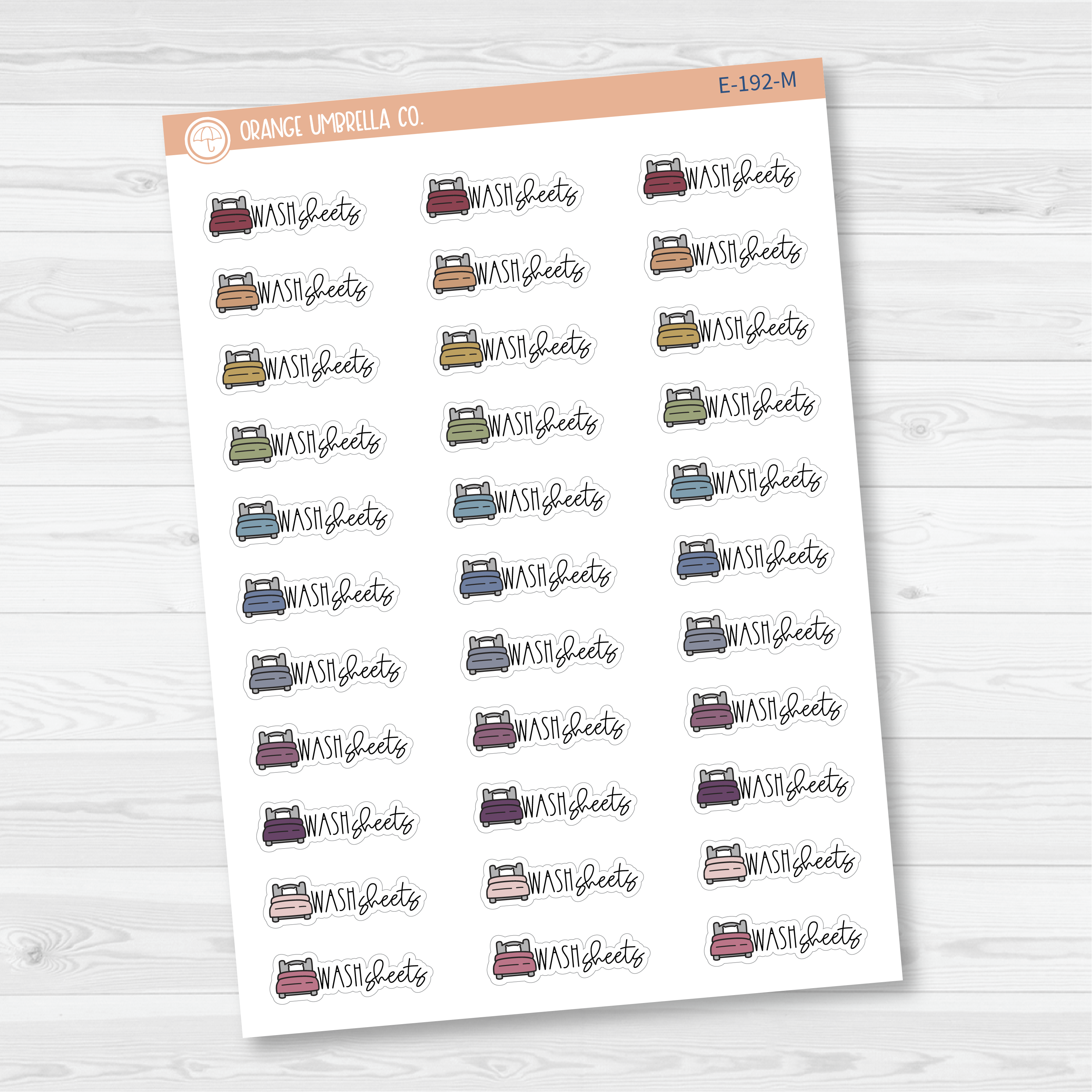 Wash Sheets Icon Script Planner Stickers | FC12 | E-192