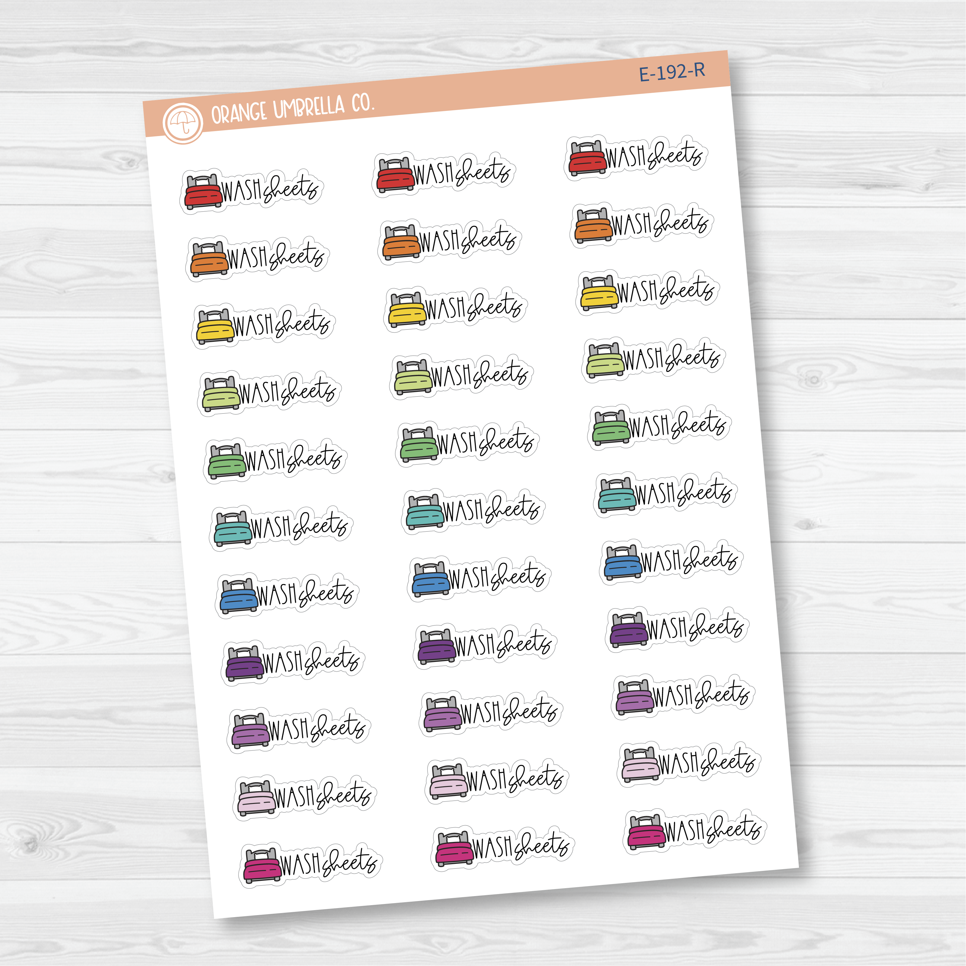 Wash Sheets Icon Script Planner Stickers | FC12 | E-192