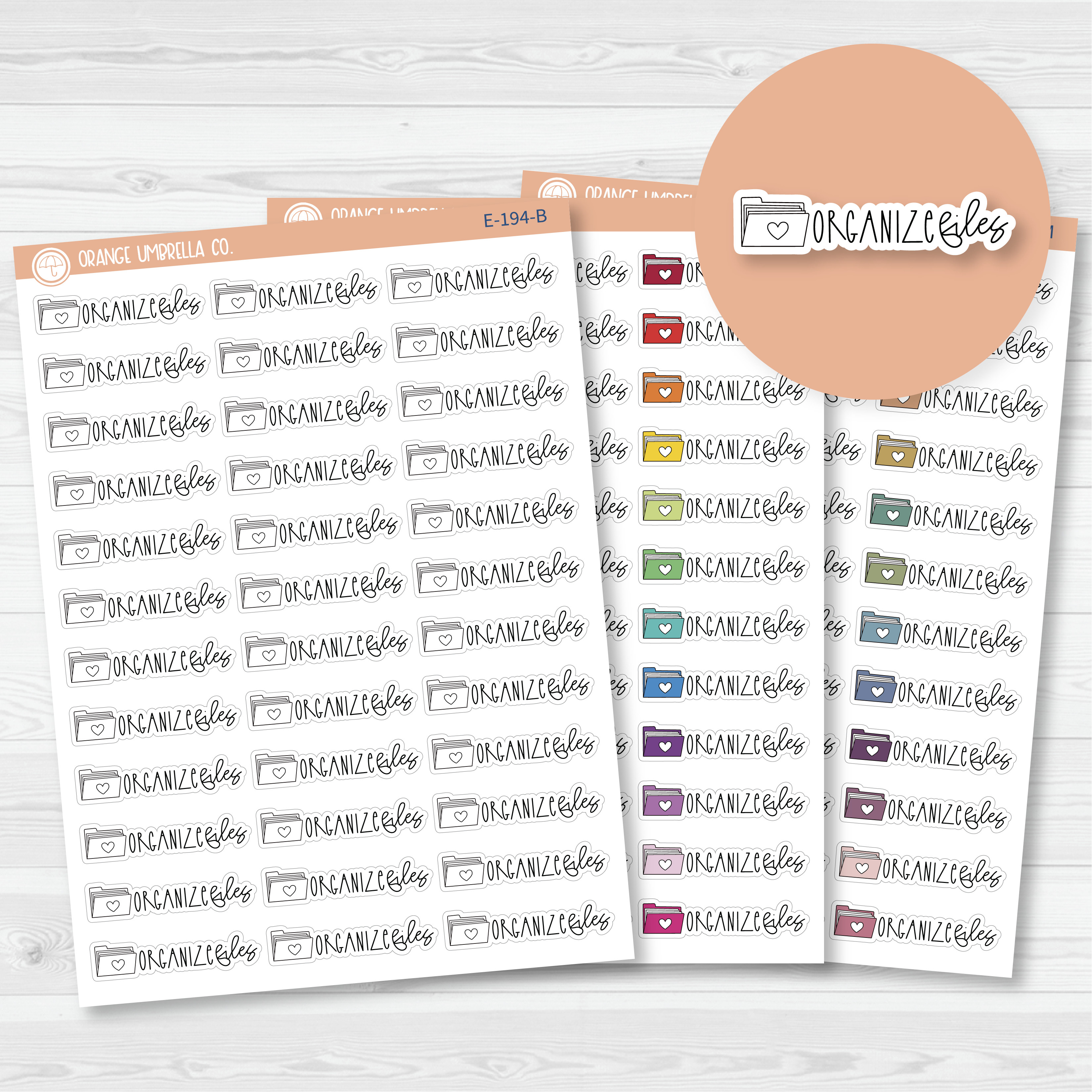 File Folder Organize Icon Script Planner Stickers | FC12 | E-194