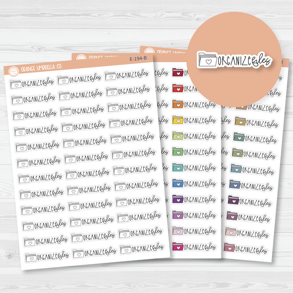 File Folder Organize Icon Script Planner Stickers | FC12 | E-194