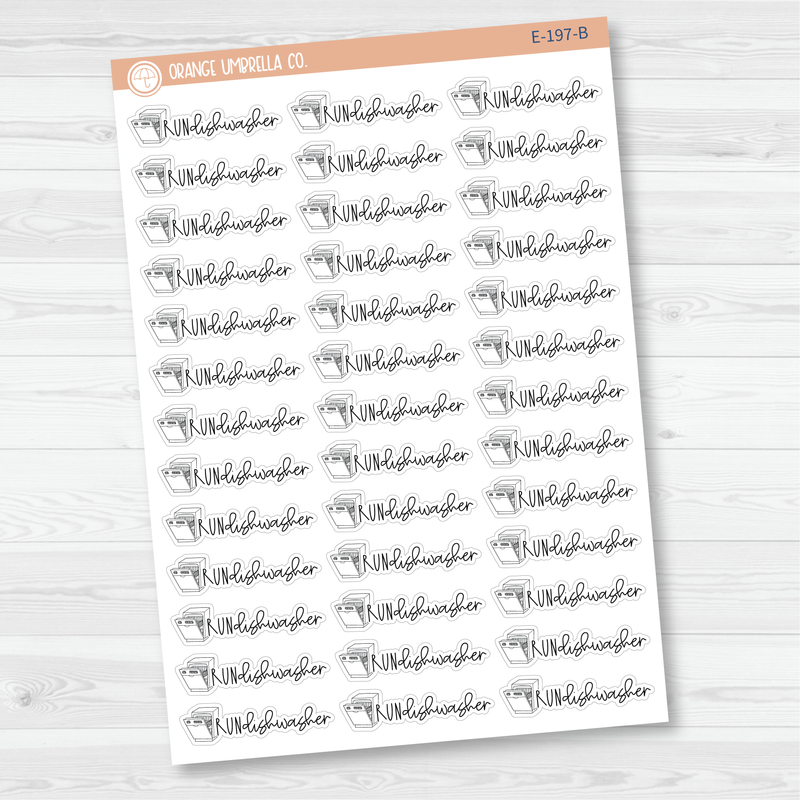 Run Dishwasher Icon Script Planner Stickers | FC12 | E-197