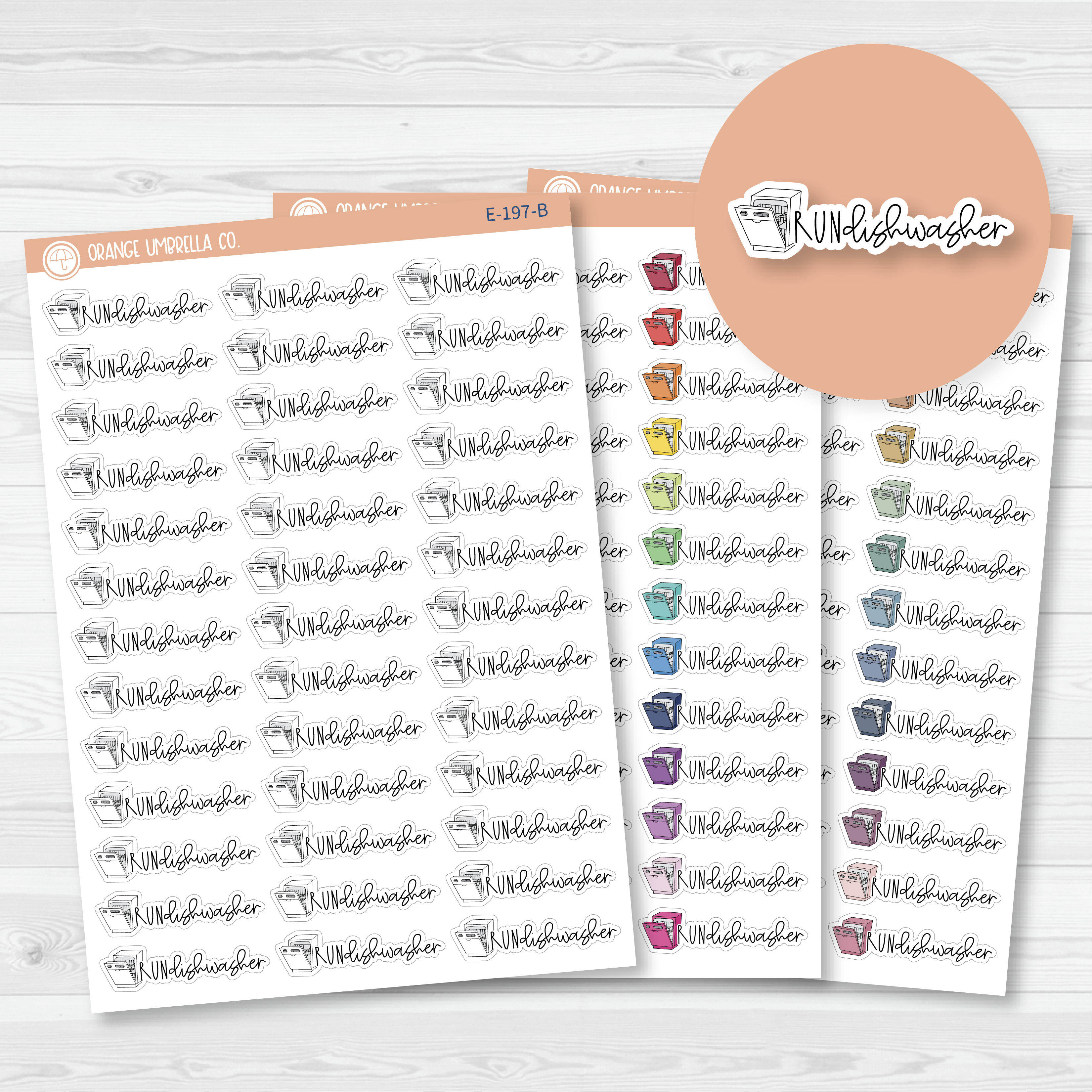 Run Dishwasher Icon Script Planner Stickers | FC12 | E-197