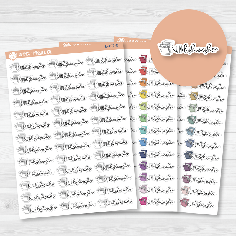 Run Dishwasher Icon Script Planner Stickers | FC12 | E-197