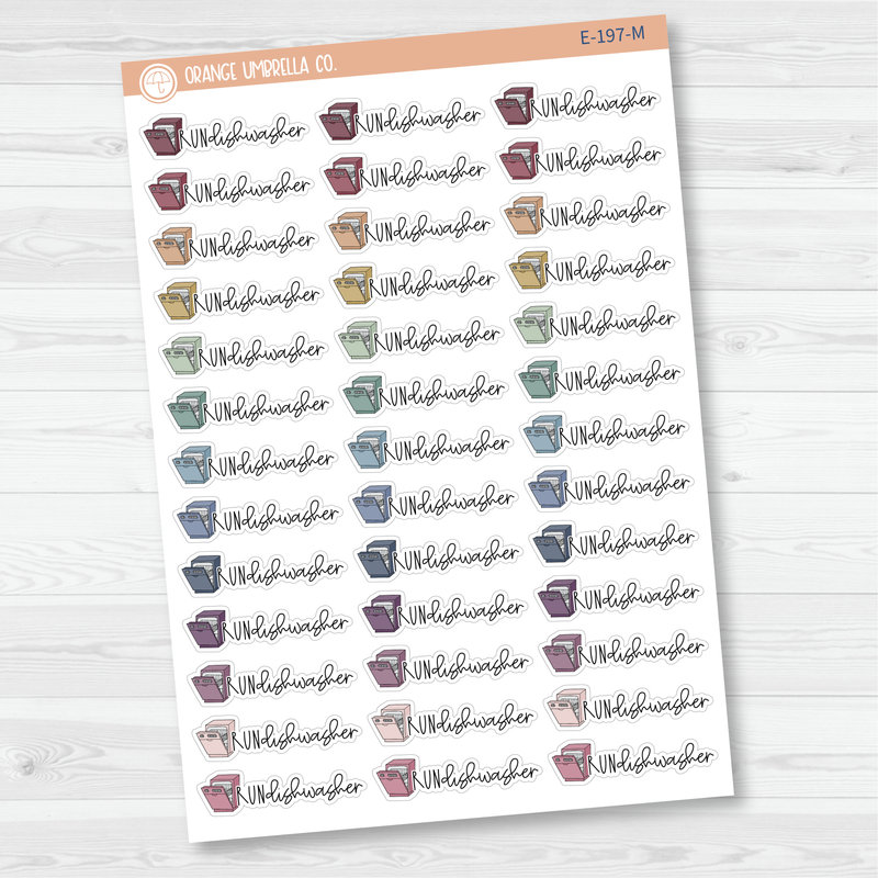 Run Dishwasher Icon Script Planner Stickers | FC12 | E-197