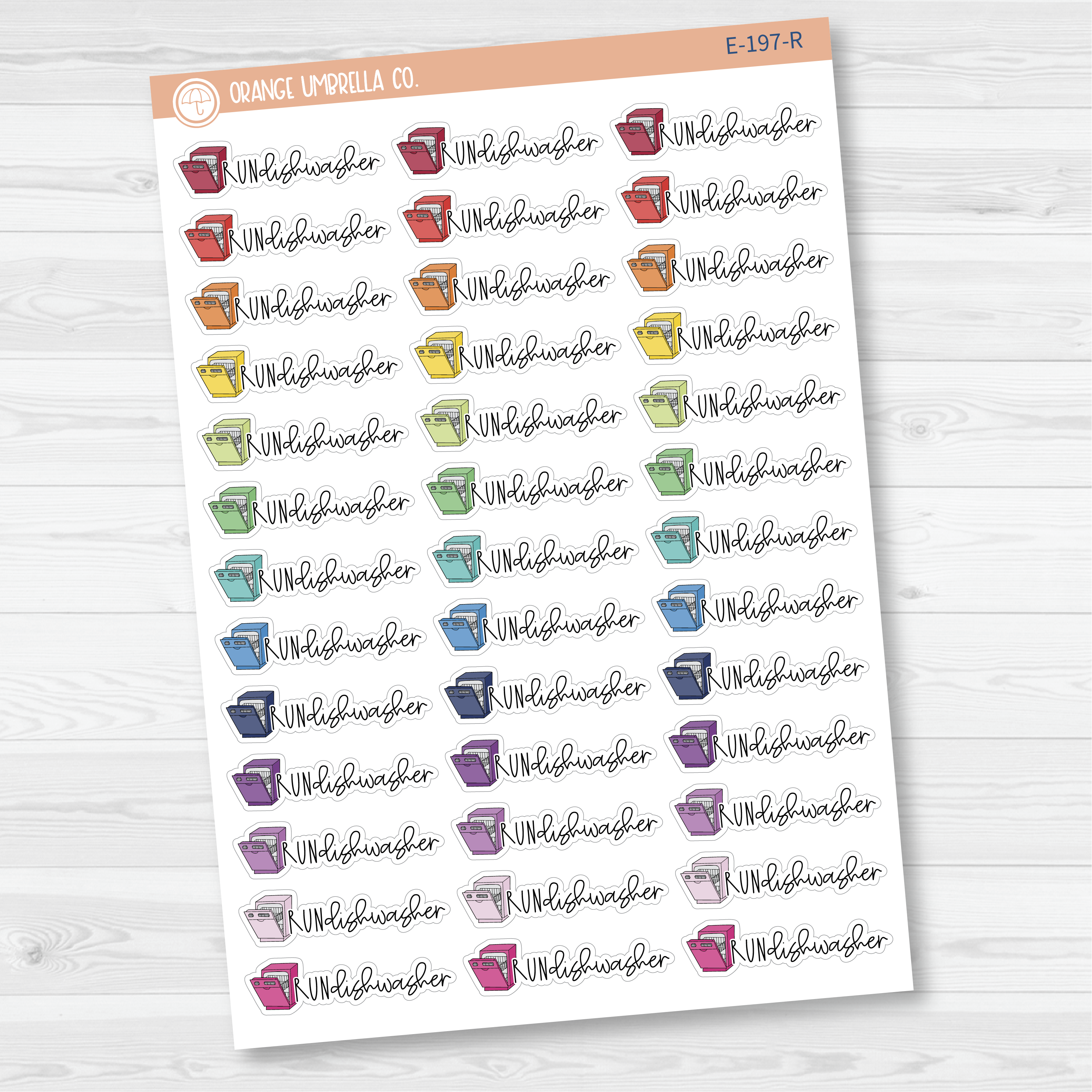 Run Dishwasher Icon Script Planner Stickers | FC12 | E-197