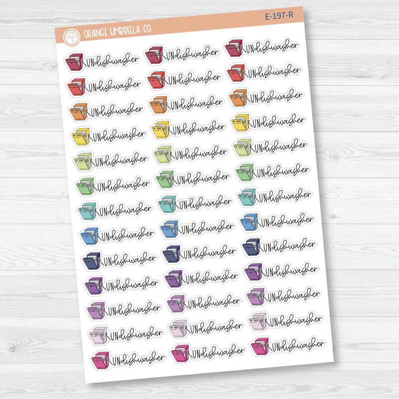 Run Dishwasher Icon Script Planner Stickers | FC12 | E-197